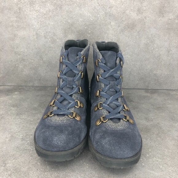 Clarks Faralyn Alpha Suede Lace Up Hiking Boot, Navy Blue, Women's 7.5 - Picture 2 of 8